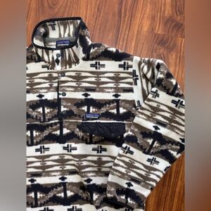 Patagonia Men’s Shepherds Knit Aztec Tribal Southwestern Synchilla Fleece M EUC
